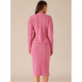 thumbnail image 4 of DARING DIVA Women's Sweater Set V Neck Cardigan and Midi Skirt Outfit S Pink, 4 of 5