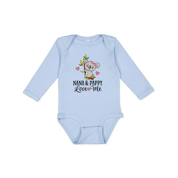 Inktastic Nana and Pappy Grandchild Koala Girls Long Sleeve Baby Bodysuit