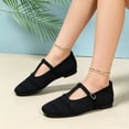 thumbnail image 2 of Willtoo Mary Jane Shoes Women Square Toe Knit Breathable T-Strap Buckle Slip On Walking Shoes Lightweight Comfort Casual Ballet Flats, 2 of 6