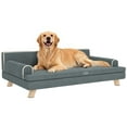 thumbnail image 1 of PawHut Cat Couch, Elevated Dog Sofa Bed with Cushion, Dark Grey, 1 of 10