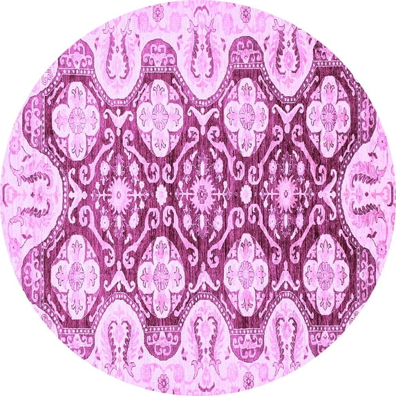 Ahgly Company Indoor Round Oriental Purple Traditional Area Rugs, 6' Round