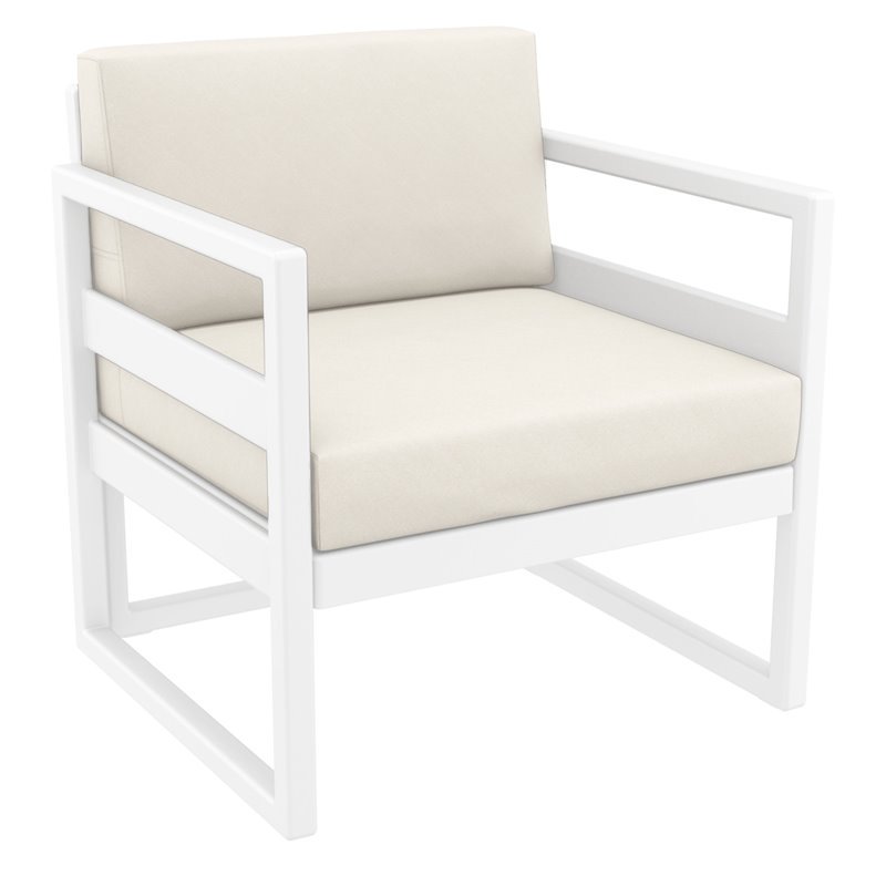 Mykonos Patio Club Chair In White Finish With Sunbrella Natural Cushions Walmart Com Walmart Com