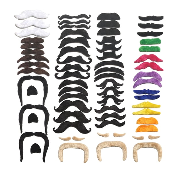 66 uds bigotes falsos barba peluda niños adultos suministros de disfraces bigote falso para decoración de juegos de rol vacaciones accesorios de