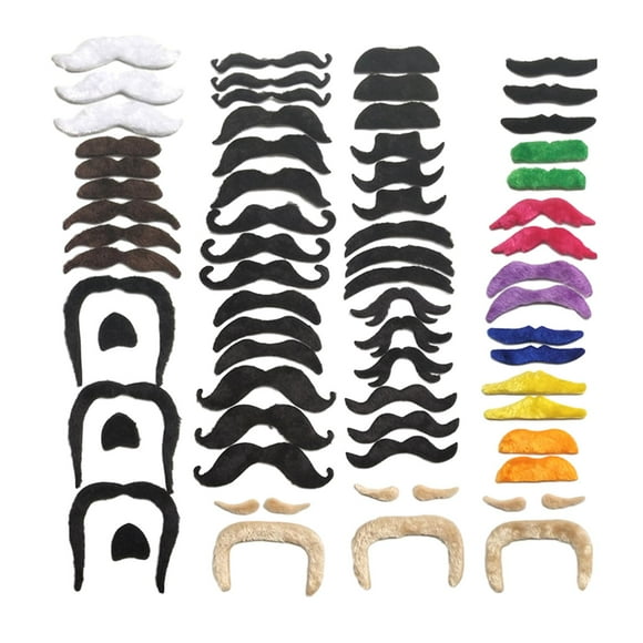 66 Pieces Fake Mustaches Costume Party for Role Playing Photo Props Holidays