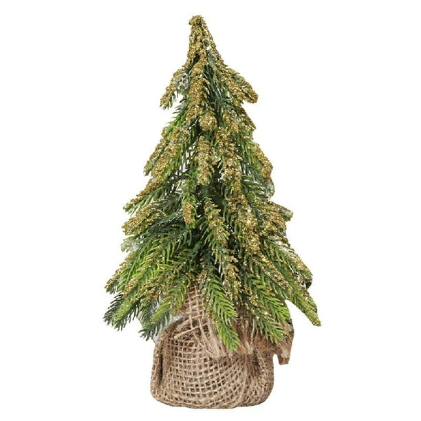 HOMEIU Desktop Miniature Snow Pine Tree Mini Christmas Trees with