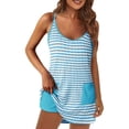 thumbnail image 3 of UDAUDU Womens Tennis Athletic Dress Mini Romper Dress with Built in Shorts Summer Vacation Outfits Set One Piece Outfits Sky Blue 2XL, 3 of 7