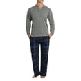 thumbnail image 1 of Adult Men's Flannel Pajama Jammies Big Tall Pant Long Sleeve Cotton Button Down PJ Shirt Set Charcoal Navy Plaid S, 1 of 6