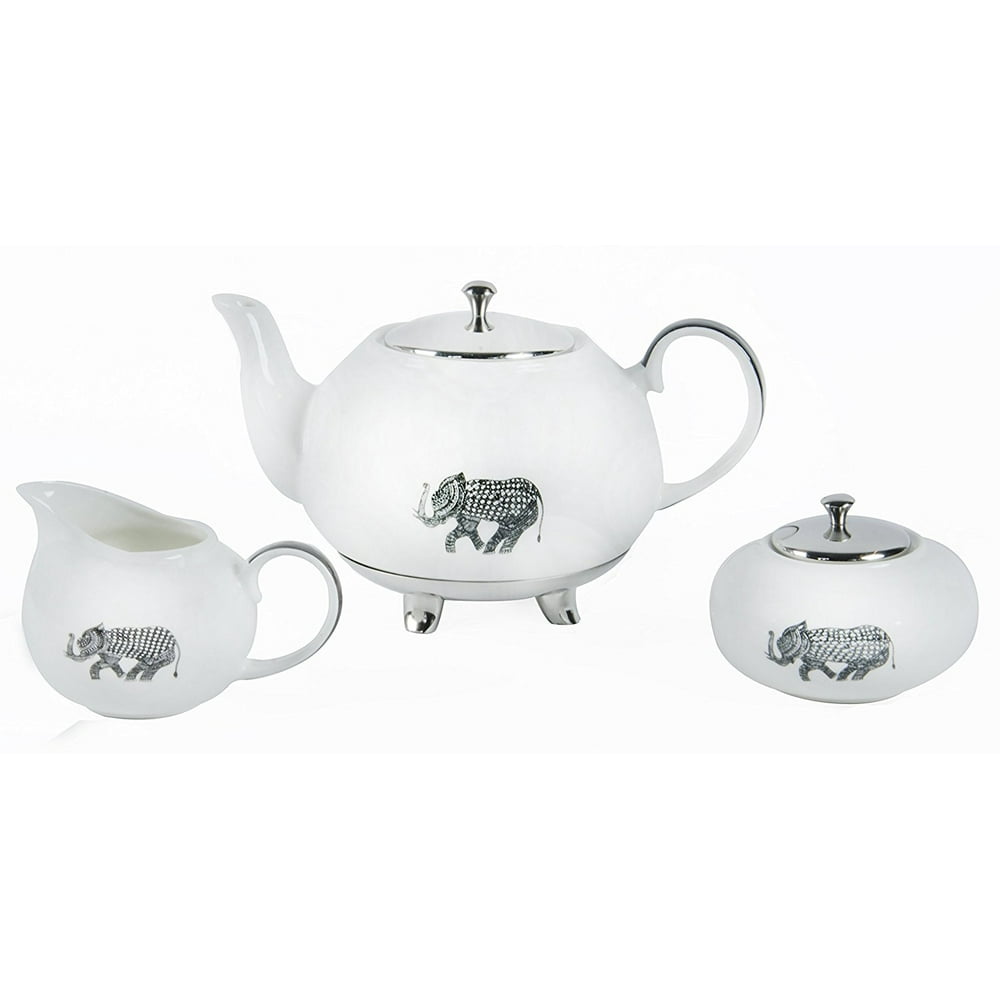 Heritage Collection Painted Elephant Tea Set, 3piece