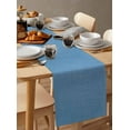 thumbnail image 3 of Table Runners 48 Inches Long Dress Scarves, Blue Burlap Texture Farmhouse Kitchen/Dining Table Runner, Short Coffee Tablerunners, Farmhouse Vintage Blue 13x48 Inch, 3 of 7