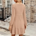 thumbnail image 7 of Mceream Spring Dresses for Women Knee Length 2026 Long Sleeve V Neck Dresses Summer Soft Ruffled Hem House Midi Dress Casual A Line Sweater Dresses Khaki XL, 7 of 7