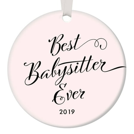 Babysitter Ornament, Blush Pink Best Babysitter Ever Christmas Ornament, Teenager Gift, 3