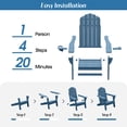 thumbnail image 2 of Folding Adirondack Chair, All-Weather HDPE Patio Chair with Cup Holders, Navy, 2 of 7