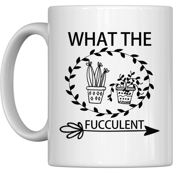 Home Microwave Dishwasher Safe,What The Fucculent,Best Gift Funny Coffee Mugs,Unique Black Cup for Milk Juice or Tea,Sarcastic Funny Coffee Mug