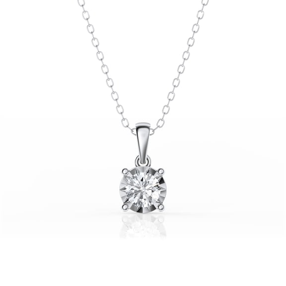 Unique Moments 1/2 Carat Solitaire Round Cut Lab Grown Diamond Pendant Necklace for Women, G Color SI Clarity