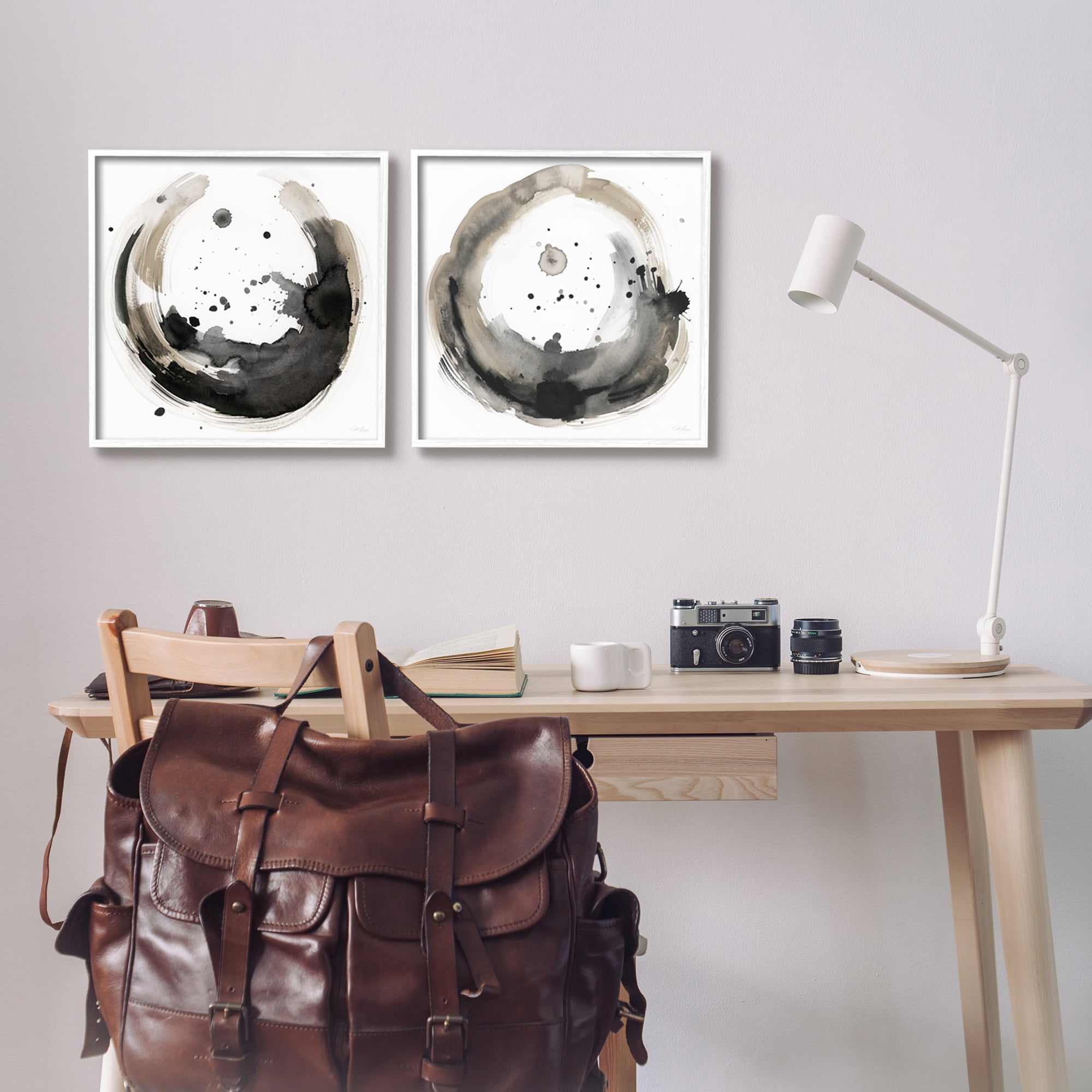 Stupell Urban Infinity Abstract Circles Painting Abstract Painting White Framed Art Print Wall Art, Set of 2