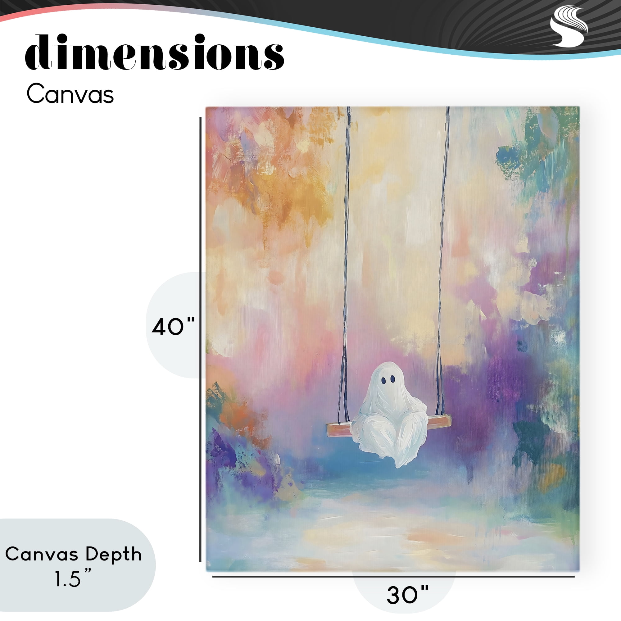 Stupell Industries Watercolor Ghost on Swing Canvas Wall Art, design by The Prints Vibe