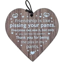 Holloyiver Wooden Hanging Sign, Best Friend Birthday Gifts Thank You Heart Shaped Friendship Plaque Tags Crafts Christmas Home DIY Tree Wall Bag Hanging