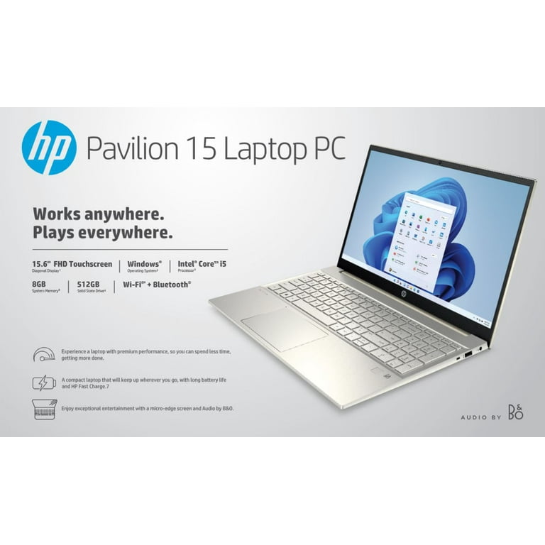 HP Pavilion 15.6 FHD Touch, Intel Core i5-1135G7, 8GB RAM, 512GB SSD,  Lunar Gold, Windows 11, 15-eg0050wm
