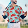 thumbnail image 5 of Zufioo Watermelon Print Men's Baseball Short Sleeve, Moisture Wicking Button-Down Hip Hop Tee-X-Large, 5 of 7