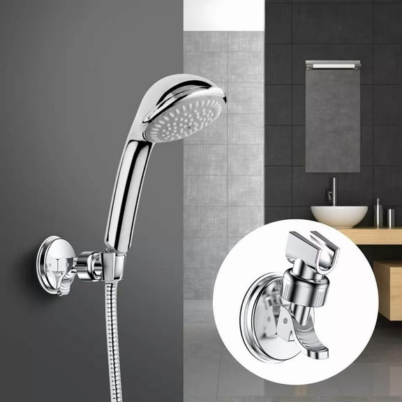 FINE MAKER Modern Adjustable Shower Head Holder Bathroom Suction Cup Handheld Shower Head Holder (Silver)