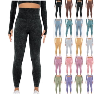 QATAINLAV Leggings pour les femmes Casual haute taille pantalons de yoga Tummy contrôle entraînement course legging pantalons couleur solide serré bas pantalons violet L
