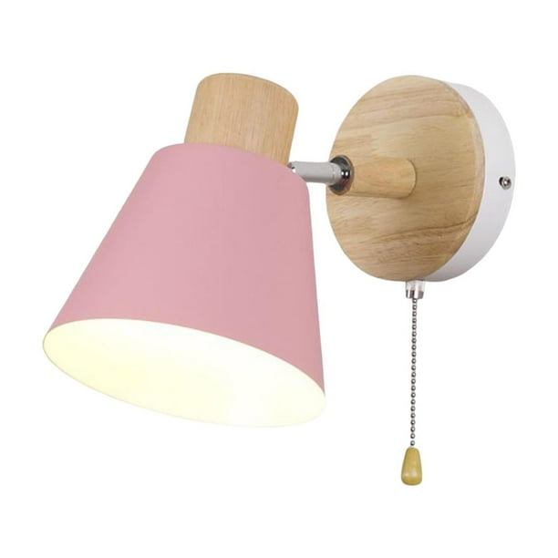 Lámpara de pared moderna, decorativa, con interruptor de cadena, para mesita de noche. Rosado
