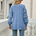 thumbnail image 4 of YFPWM Fall Tops Women 2022 Trendy Classic Fit Light Sweater Winter Knit Pullover Asymmetric Hem Sweater Casual Pullover Casual Long Sleeve Sweater Ruffle Knit Pullover Striped Pullover, 4 of 6