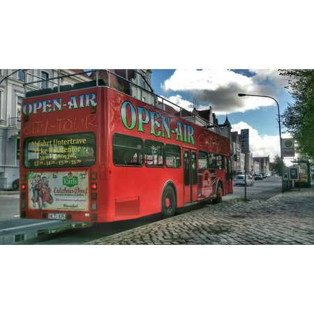 Canvas Print Open at The Top City Bus Double Decker Red L??beck Stretched Canvas 10 x