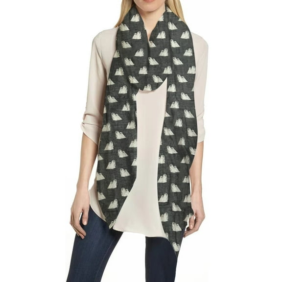 Maltese Dog Print Women's Scarf Shawl Wrap Lightweight, Dog Lover Gift