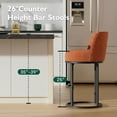 thumbnail image 4 of Peispie Counter Height Bar Stools Set of 4, 25 Inch Linen Upholstered Bar Chairs with Back, Modern Kitchen Island Stools with Footrest, Metal Frame, 350 lbs, Orange, 4 of 6