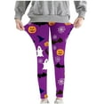 thumbnail image 5 of Girls' Halloween Leggings Pumpkin Printed Pants High Waist Stretchy Leggings for Girls 3-7Y, 5 of 6
