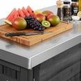 thumbnail image 3 of Euroco 78.3" Outdoor Kitchen Island with Foldable Grill Table, Wooden Outdoor Grill Cart with Trash Can Storage & Stainless Steel Top, Outdoor Bar Cart, Pizza Oven Table, 3 of 13