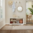 thumbnail image 2 of Miekor Furniture 28.74"Shoe Storage Bench with 2 Door Cabinet, Entryway Bench with White Shoe Storage, Shoe Bench with Cushion, Adjustable Shelves, Shoe Rack Bench for Entryway, Hallway 09324, 2 of 12