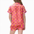 thumbnail image 5 of CAUYDY Girls Halloween Silk Pajama Set Print Short Sleeve Button Up Shirt and Shorts Holiday 2 Pcs Sets,2-3 Y, 5 of 5