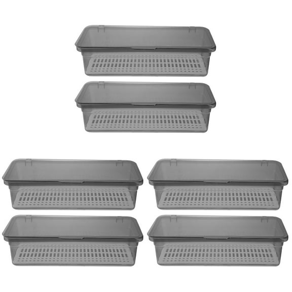 Toyandona Sturdy Grey PP Utensil Container, Space-Saving Kitchen Cutlery Holder 6Pcs