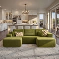 thumbnail image 6 of Ovios 106" Cloud Sofa Couch No Assembly Boneless Deep Seat Sofa with Ottoman for Living Room, Green(Sherpa), 6 of 11