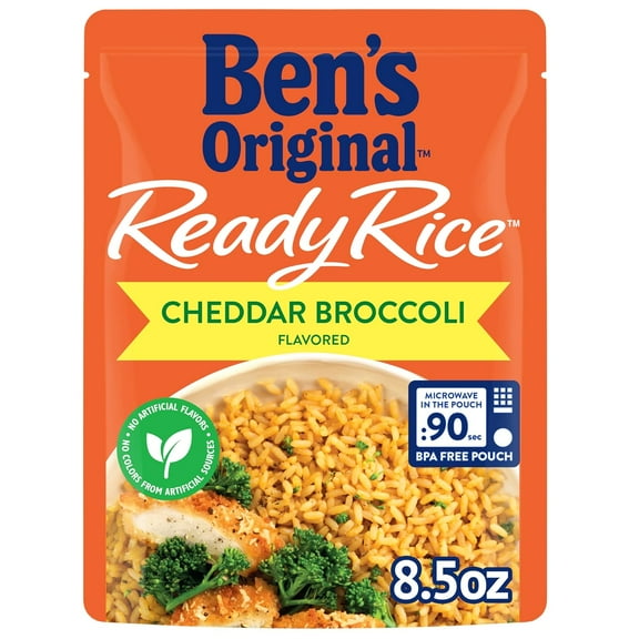 BEN'S ORIGINAL Ready Rice Cheddar Broccoli Flavored Rice, Easy Dinner Side, 8.5 oz Pouch