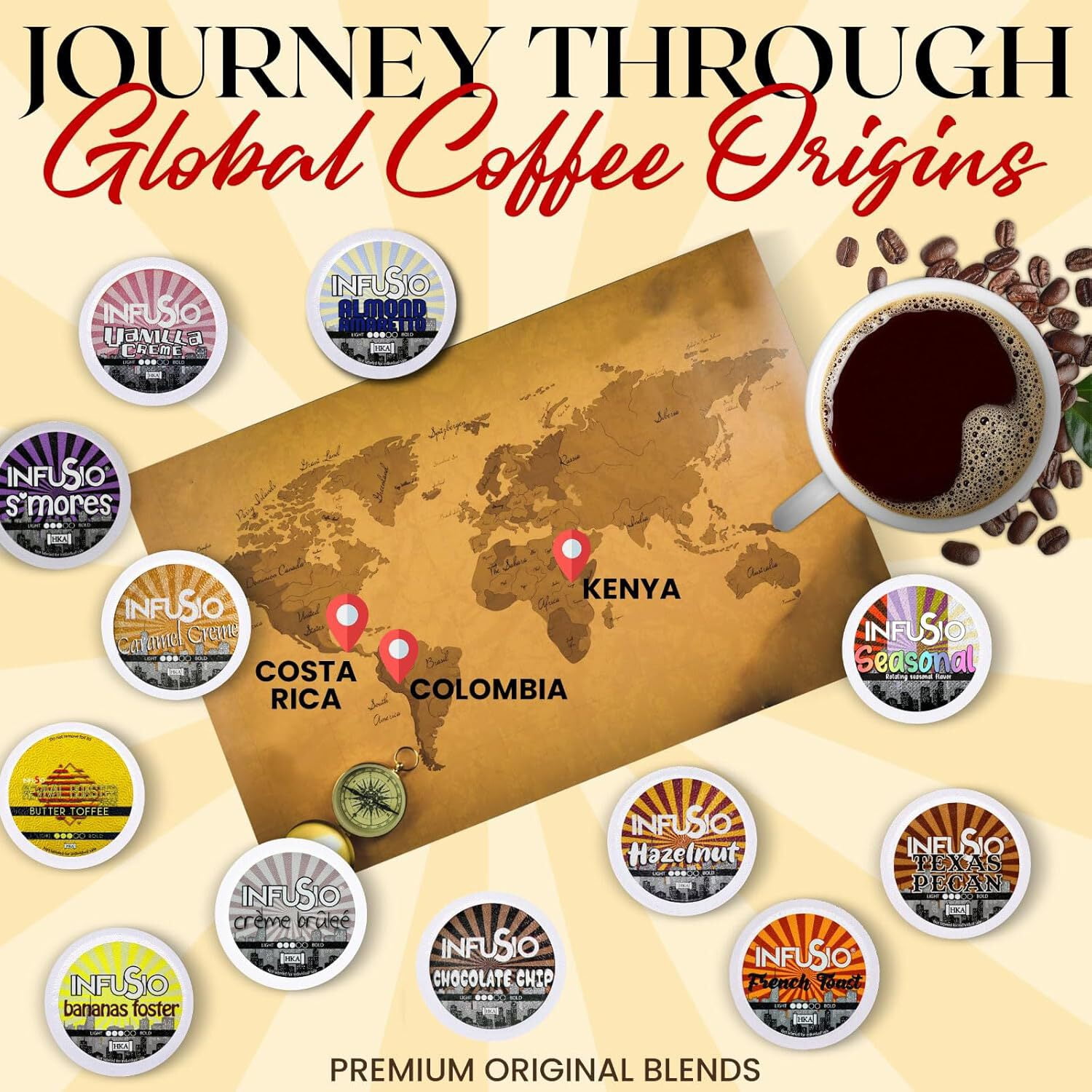 InfuSio Almond Amaretto K Cups 96 Count Flavored Coffee Pods - Walmart.com
