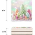 thumbnail image 3 of FMSHPON Merry Christmas Xmas Pink Tree Winter Christmas Set of 6 Coaster for Drinks, Absorbent Ceramic Stone Coasters Cup Mat with Cork Base for Home Kitchen Room Coffee Table Bar Decor, 3 of 4