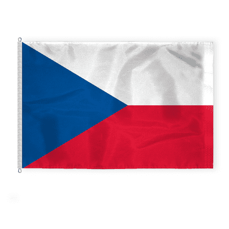 AGAS Large Czech Republic Flag 8x12 ft - Printed Single Sided on 200D Nylon - Stitched Edges - Canvas Header - Rope Thimble & 1 Brass Grommet - Fade Proof Outdoor Long Lasting All Weather Flag