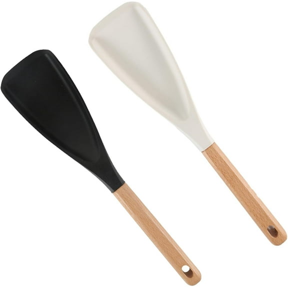 Multi Function Cooking Spoon, 3 in 1 Spatula Spoon with Wooden Handle, Heat Resistant Nonstick Silicone Spoonula for Stirring, Scooping