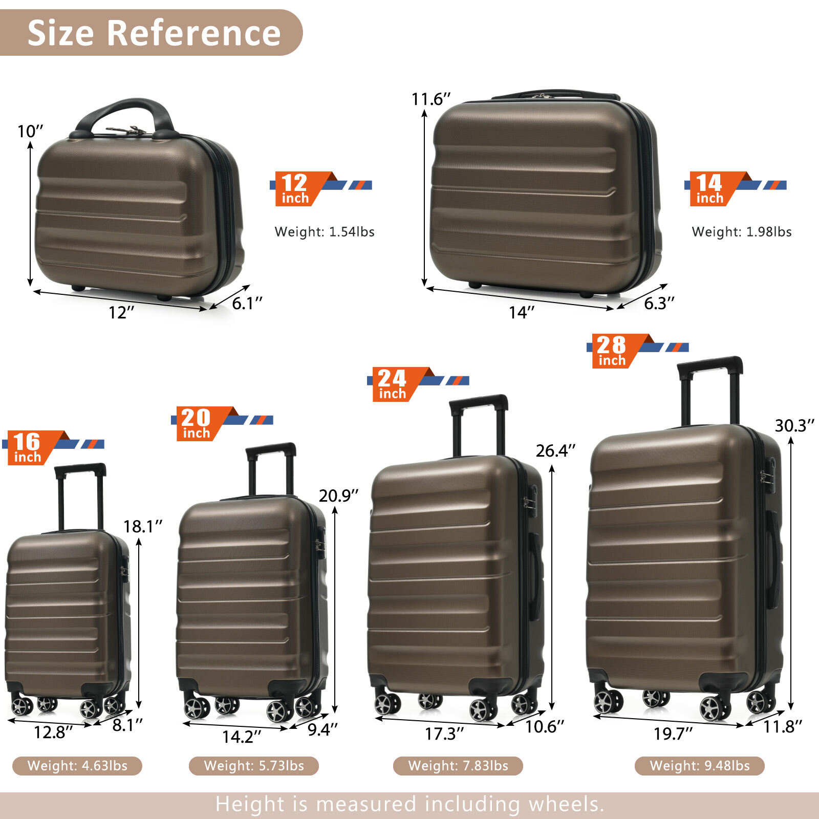 Hard Shell Luggage 6-Piece ABS Hardshell Luggage Set - Lightweight & Durable Suitcases with Dual Spinner Wheels, Carry-On & Check-In Sizes for Travel & Business,Carry On Hard Shell Luggage
