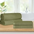 thumbnail image 2 of Superior Ribbed Cotton 4-Piece Sage Bath Sheet/ Towel Set, 2 of 7