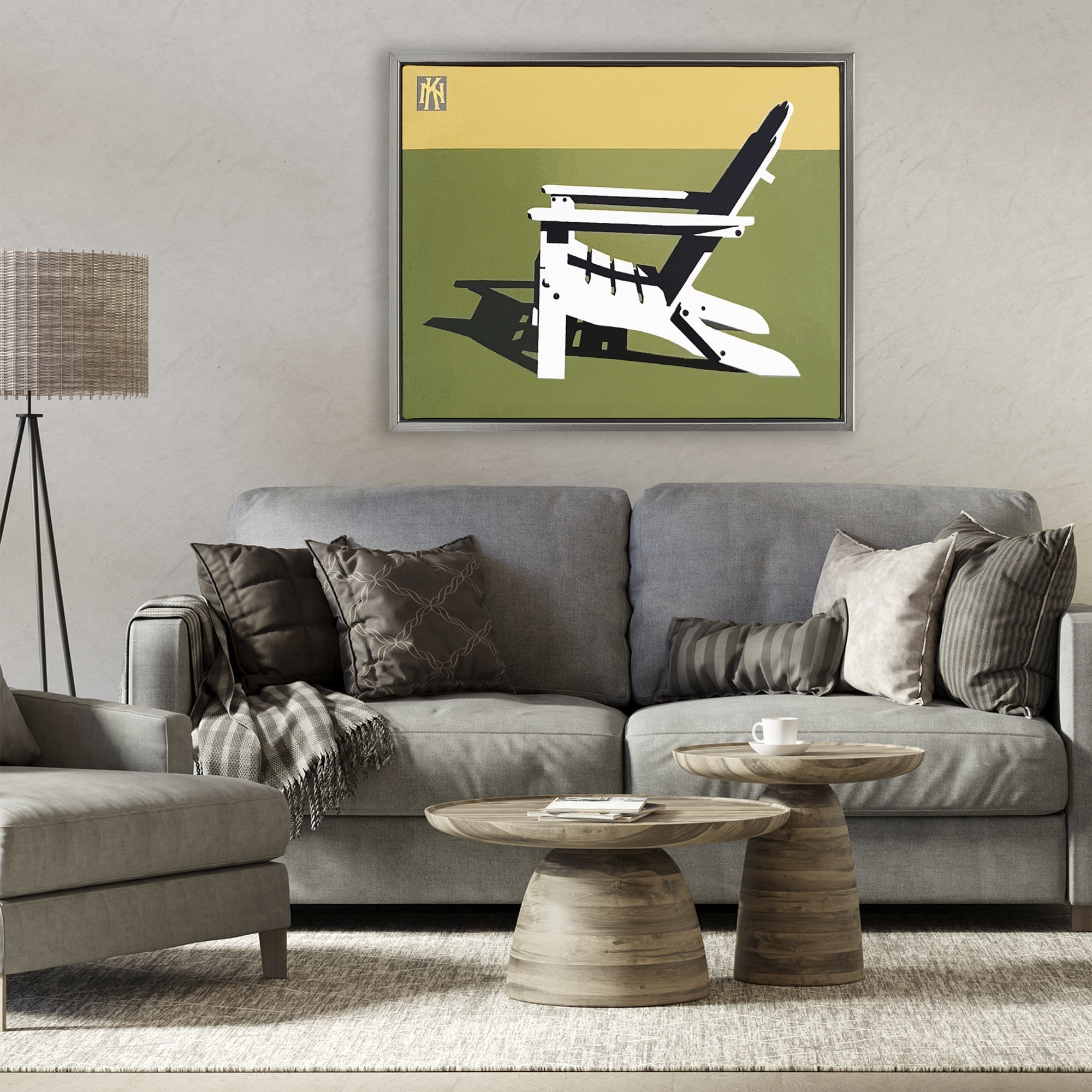 Stupell Industries Minimal Sunlit Lounge Chair Gray Framed Floater Canvas Wall Art, design by Jadei Graphics