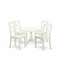 East West Furniture Hartland 5-piece Wood Kitchen Table Set in Linen White