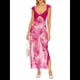 thumbnail image 1 of Vestidos Largos de Verano Y2K con Encaje, Retazos, , Estampado Floral, Escote Corazón, Espalda Descubierta y Abertura para Mujer Rosa Roja S, 1 of 7