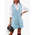 thumbnail image 4 of Zeagoo Oversized Sweater Vest for Women V Neck Sleeveless Sweaters Casual Soft Knit Vest Dress with Pockets, 4 of 6