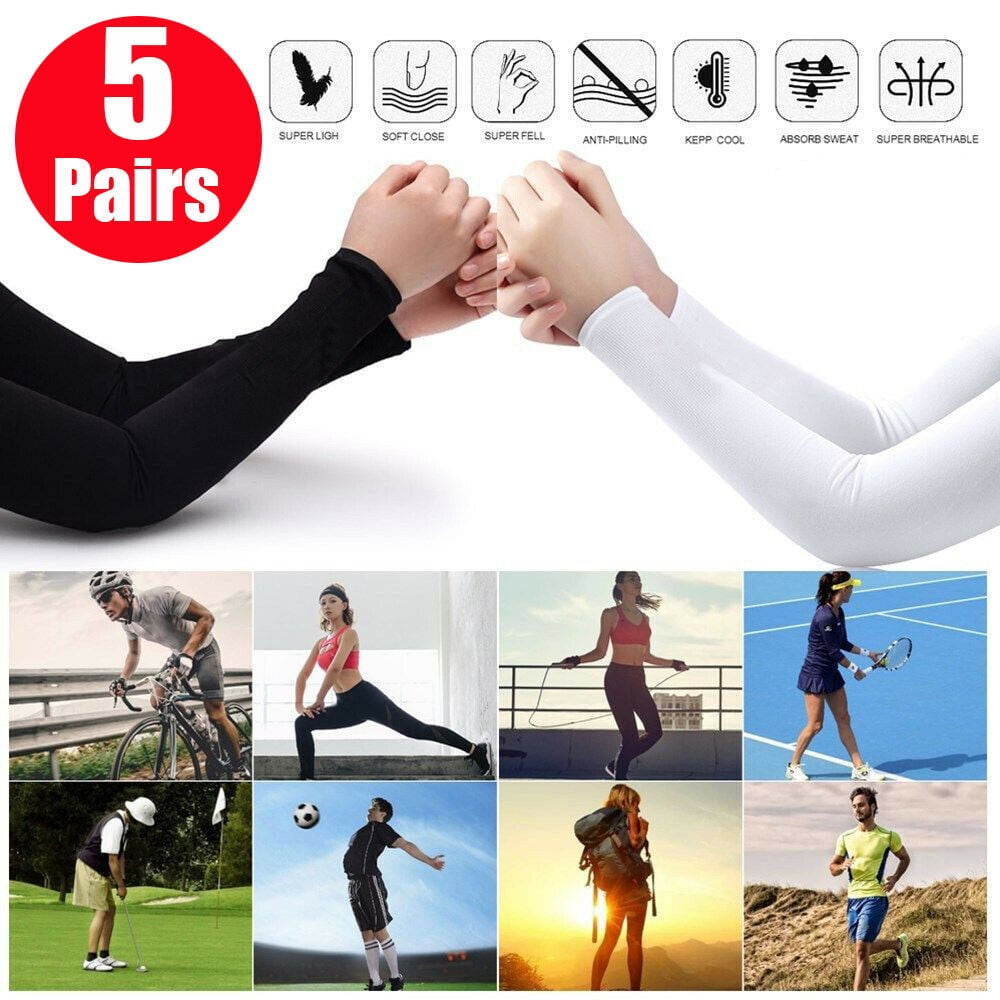 5 Pairs 10 pieces Cooling Arm Sleeves Cover UV Sun Protection Basketball Sport 