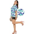 thumbnail image 3 of HAPPY BAY Women's Casual Beach Blouses Shirt Luau Party Blouse Short Sleeve Button Up Dress Tops Tee Shirts Hawaiian T Shirt for Women S Palm Tree, Blue, 3 of 4