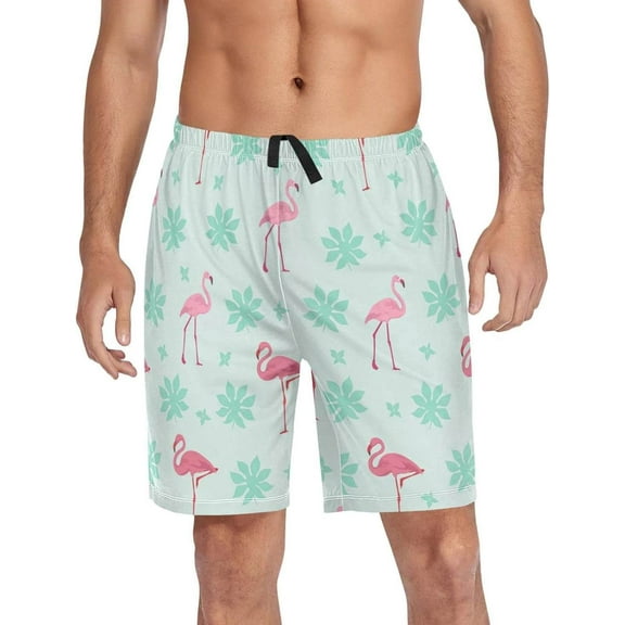 GZHJMY Flamingo Pajama Pants Short for Men, Lounge Pants Lightweight Men Pajama Bottoms with Drawstring Pockets, Christmas New Year Birthday Gifts, Medium